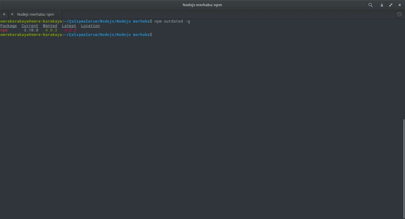 npm outdated -g
